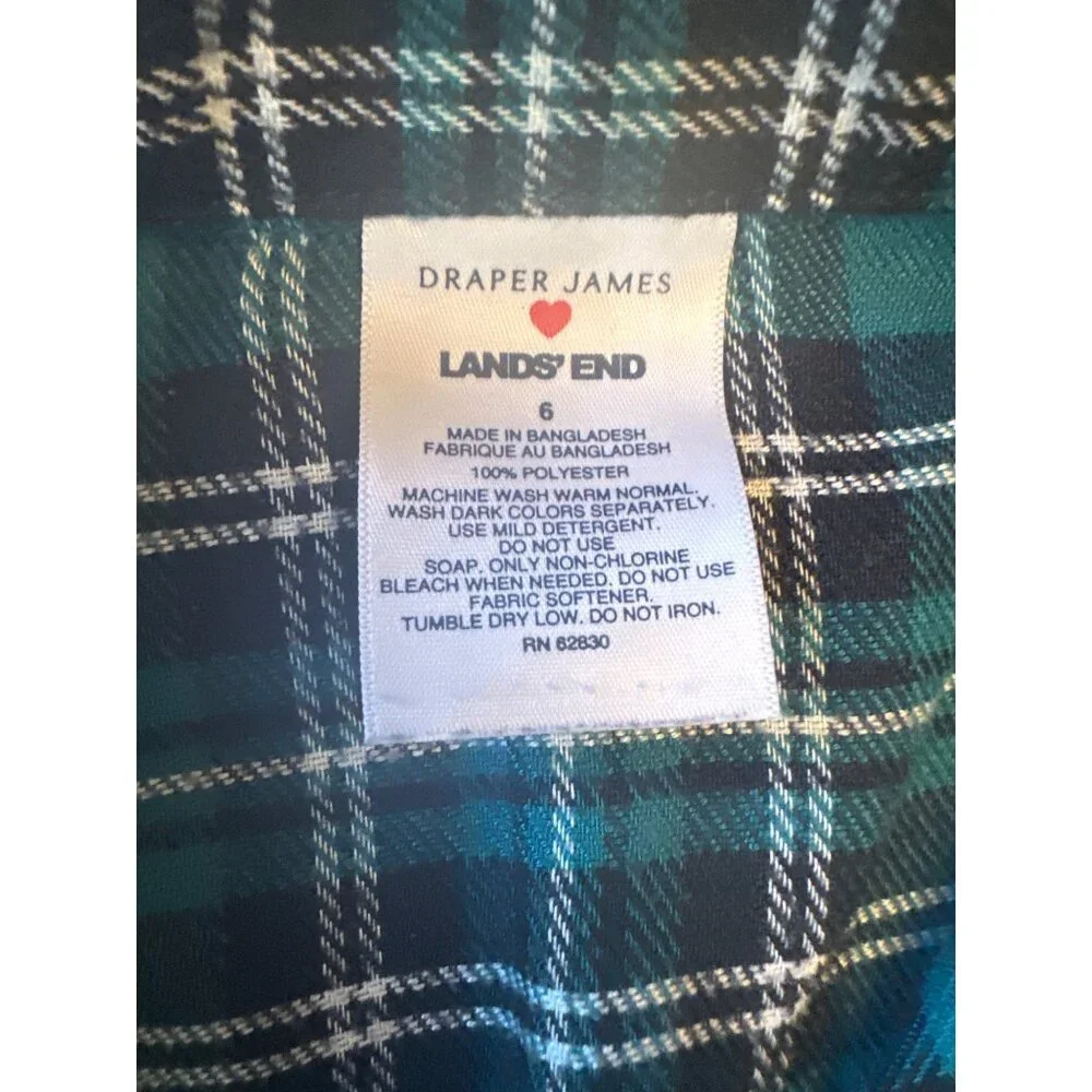 Lands End & Draper James Kids Plaid Pajama‎ Set Size 8